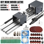 24 V 80 W Mini Máquina de Esferas de Torno Polidor Máquina de Serra de Mesa Mini DIY Torno Para Trabalhar Madeira Rotary Kit de Ferramentas Acessório