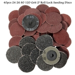 40pcs 2 \\ '\\' 24 60 80 120 Grit Roll Lock Lixar Discos Rodada Sh e Sand P er Folhas de Polimento R-Type Abrasive Pad para Moagem