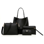 4pcs Mulheres padr?o bolsa de couro + Crossbody Bag + Messenger Bag + Pacote de cart?o