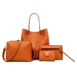 4pcs Mulheres padr?o bolsa de couro + Crossbody Bag + Messenger Bag + Pacote de cart?o