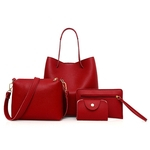 4pcs Mulheres padr?o bolsa de couro + Crossbody Bag + Messenger Bag + Pacote de cart?o