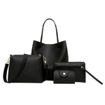 4pcs Mulheres padr?o bolsa de couro + Crossbody Bag + Messenger Bag + Pacote de cart?o