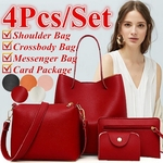 4pcs Mulheres padr?o bolsa de couro + Crossbody Bag + Messenger Bag + Pacote de cart?o