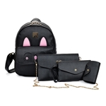 4pcs Mulheres Padr?o Couro Mochila + Crossbody Bag + Messenger Bag + Pacote de cart?o