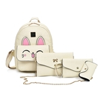 4pcs Mulheres Padr?o Couro Mochila + Crossbody Bag + Messenger Bag + Pacote de cart?o