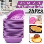 25 PCS DIY Feito À Mão Roxo Silicone Sabão Moldes Elipse Oval Fazendo Molde Molde de Cozimento Forros de Cupcake Conjunto de Presente de Ano Novo