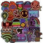 REM 50 Pcs Neon Light Sticker Anime Ícone animal bonito Decalques Etiquetas para Laptop Mala guitarra Frigorífico Car bicicleta Art Handicrafts