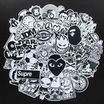 REM 50pcs / Car Set maré negra branco adesivos de vinil Dope Etiqueta Graffiti decalques Decals