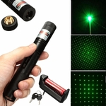 532nm Caneta Ponteiro Laser Verde Torch Beam Apresentação Canetas Foco Ajustável + Luz Estrela Cap + Bateria Material Escolar