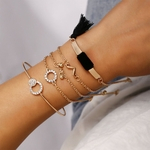 5Pcs / definir Unissex strass bracelete à moda V Forma borla Cadeia bracelete conjunto de jóias