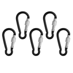 5pcs preto mosquetão Fivelas para Keychain Montanhismo