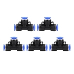 5Pcs Push in to Connect Fittings PE-6 Tee Union Pneumatic Quick Connector for 1/4inch Air Hose Tube Pipe