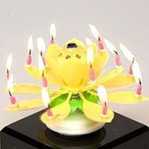 5SGIFT® 3x Musical Lotus Flower Velas do partido romântico Presente surpreendido da Luz para o aniversário (3PCS (Azul + Amarelo + rosa))