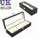 6 grades slot para relógio caixa de armazenamento de exibição caixa de jóias titular organizador