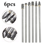 6 PCS Rotary Alumínio Cut Burr 6mm 1/4 \\ '\\' Shank 150mm Long ReachTungstênio Carbide Brocas Moedor Escultura Bit Set