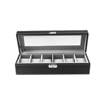 6 Slot PU Leather Watch Box Display Case de armazenamento de jóias Organizador Glass - camada única