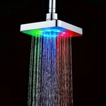 6 “Square Banheiro Auto Mudança LED Chuveiro Cabeça Brilho Água 7 Cores Iluminação Chuveiro