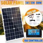 60 W 12 V / 5 V Painel Solar Com 10A12V / 24 V Dual USB Painel Solar Regulador Controlador ect para iate de carro RV Luzes Carga