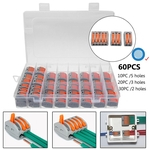 60Pcs 2/3/5 Pinos Buracos de Gaiola Primavera Condutor Bloco Terminal Fio Elétrico Fio Universal Conector Rápido Buraco