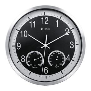 6416 - Relógio Parede Aluminio Escovado Termometro Higrometr