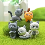 6pcs Gato mal-humorado Acessórios Planta Micro Cottage Paisagem Ornamentos vaso Decoração