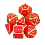 7 pcs Vermelho Pesado Conjunto de Dados de Metal Poliédrico com Bolsa de Veludo Preto Dados Multidimensionais para RPG Dungeons and Dragons RPG Play Game