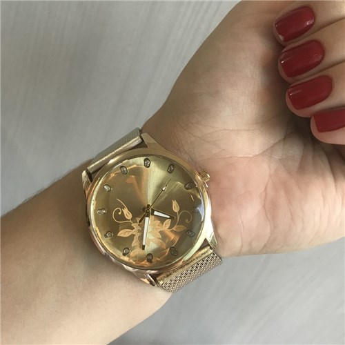 #9999 - Relógio Pulseira Silicone Dourado