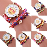 À moda bonito Emoji Nylon Bracelet tecer Senhora Womans relógios de pulso