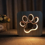 A pata do gato de madeira Lâmpada crianças decoração do quarto Luz Quente LED Noite USB Para Crianças presente