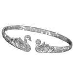 Ajustável Abrir Glitter Swan elegante da festa Pulseira Engagement Bracelet Ladies