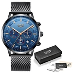 Aço inoxidável Homens Moda Casual Quartz Relógio de pulso Relógio LIGE Mens Relógios Marca Top Luxury Sport Chronograph Waterproof + Box