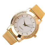 Aço inoxidável mulheres Luxo analógico Quartz strass pulseira relógio Feminino relógio de ouro