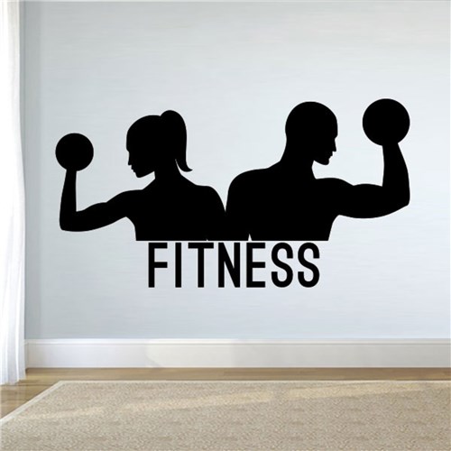 Adesivo de Parede Casal Fitness - Pequeno 48X25cm