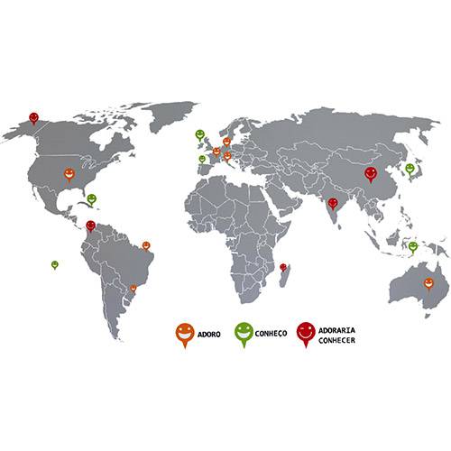 Tamanhos, Medidas e Dimensões do produto Adesivo de Parede Mapa Destinos Grudado Colorido (66x130cm)