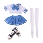 Adorável Estilo Universitário Terno Uniforme Escolar Para 1/3 BJD Menina Bonecas Acessórios+7.5 Centímetros Sapatos De Lona 1/3 Sapatos Boneca BJD DIY Vestir Acessório Azul