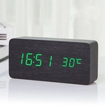 Alarme LED Digital Clock Control Som Moda de madeira Despertador Mute preguiçoso Luminous Modern Relógio Eletrônico de madeira cabeceira Relógio