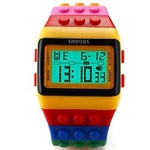 Alarme SHHORS LCD Digital Lady Homens Bloco Construtor Cronômetro Esporte Borracha Assista LED091