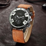 Fashion Casual Business Men's Alloy Three ye Dial Leather Belt Quartz Watch