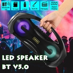 Colorido LED Luz bluetooth 5.0 Speaker Amplificador Sem Fio Portátil Boombox Estéreo AM / FM Rádio TF USB AUX Microfone