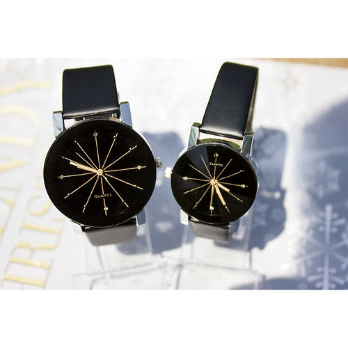 Amantes Relógio de Pulso Concise Estilo Leather Strap Quartz Relógios Moda Watch