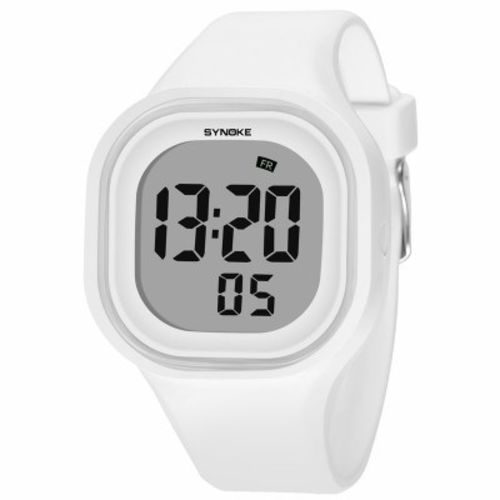 Amyove Synoke Crianças Girls School Boy Waterproof Data LED Digital Cronômetro de pulso Branco