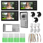 3 Apartment 7in Wired Video Intercom Door Phone Doorbell System Monitors IR Camera