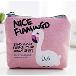 Apoio personalizado coreana pequeno Flamingo Feminino lona pano Carteira Coin Saco personalizado apoio