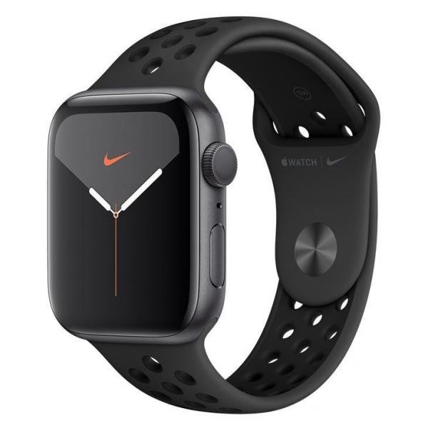 Apple Watch Nike+5 GPS, 44 Mm, Alumínio Cinza Esp, Esport Nike Preto/Cinza-carvão e Fecho Clássico