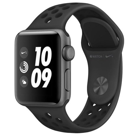 Apple Watch Nike+, 38 Mm, Alumínio Cinza Espacial, Pulseira Esportiva Nike Preto e Fecho Clássico - Mqky2bz/A