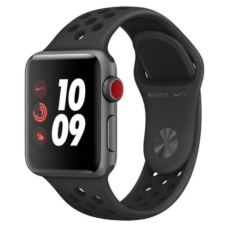 Apple Watch Nike+ Cellular, 38 Mm, Alumínio Cinza Espacial, Pulseira Esportiva Nike Preto e Fecho Clássico - Mqm82bz/A