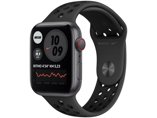 Apple Watch Nike SE 44mm Cinza-espacial - GPS + Cellular Pulseira Esportiva Cinza-carvão