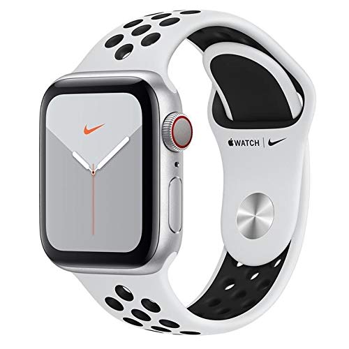 Apple Watch Nike+ Series 5 Cellular + Gps, 40 Mm, Alumínio Prata, Esportiva Nike Preto/Cinza e Fecho Clássico - Mx3c2bz/a