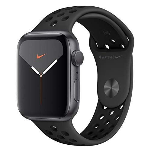 Apple Watch Nike+ Series 5 Gps, 44 Mm, Alumínio Cinza Espacial, Esportiva Nike Preto/Cinza-carvão e Fecho Clássico - Mx3w2bz/a