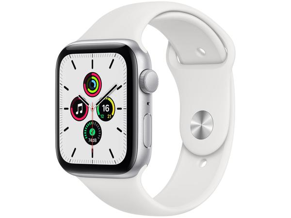 Apple Watch SE 44mm Prateada GPS + Cellular - Pulseira Esportiva Branca